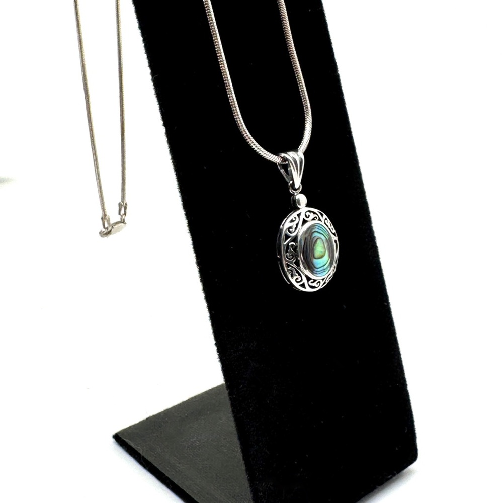 Sterling Silver and Abalone Pendant Necklace
